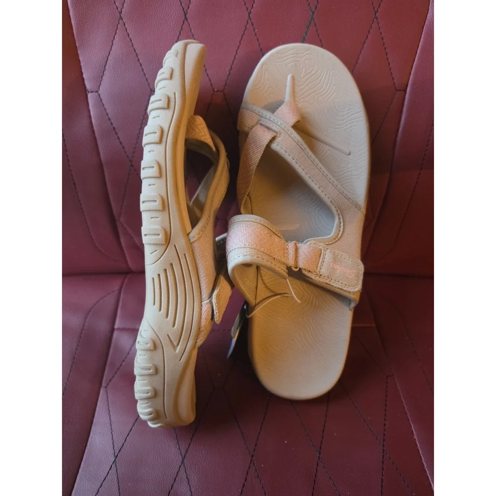 Skechers Reggae Seize The Day Machine Washable Vegan Slide Sandal Taupe Pink 9